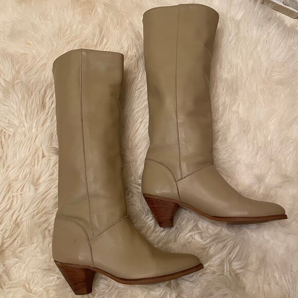 Vintage Frye 7.5N Tall Leather Riding Boots | Beige Equestrian, USA, Rare 1970s - Picture 13 of 13